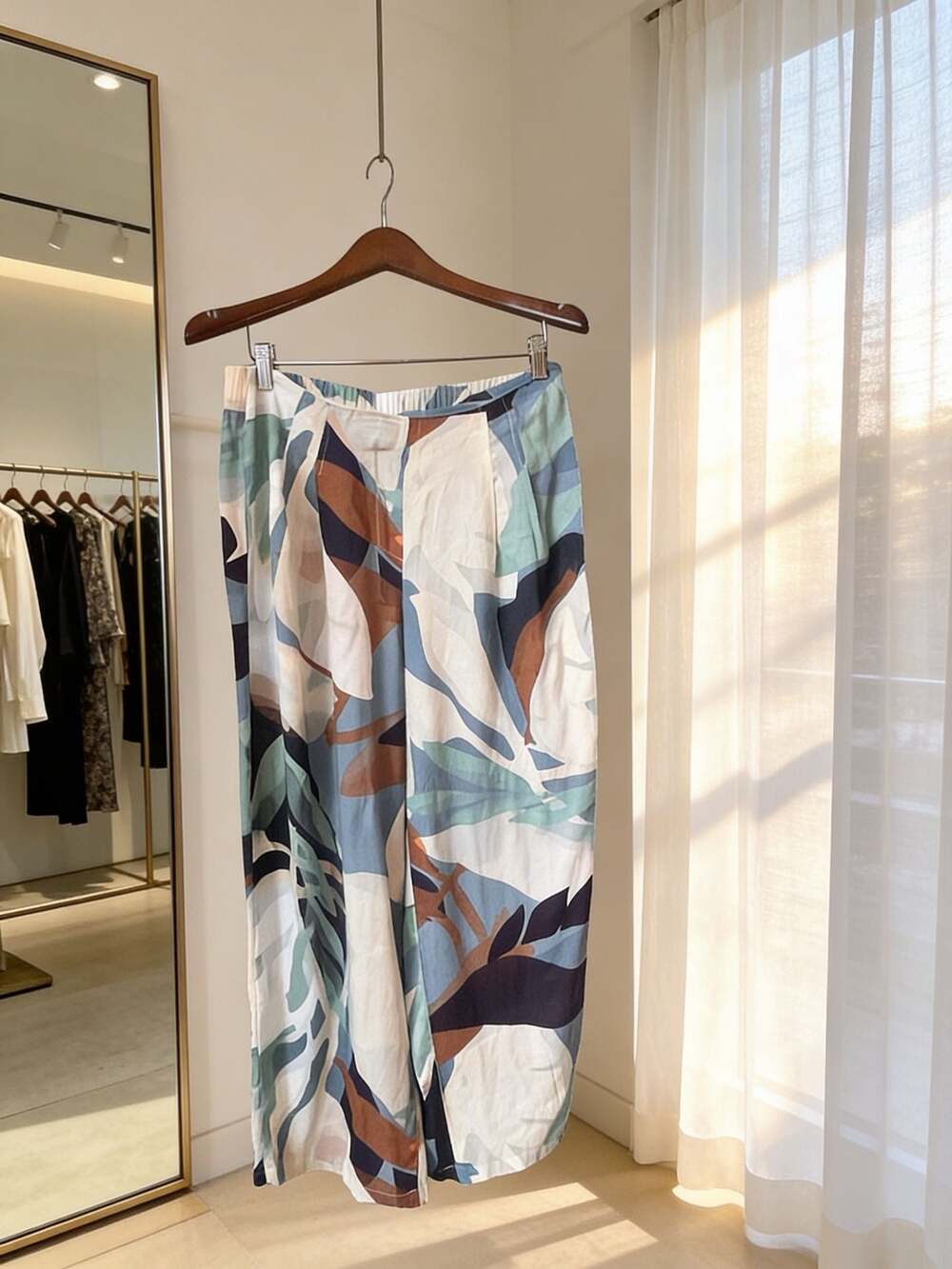 Wide Leg Printed Palazzo Pants - Blue Multi